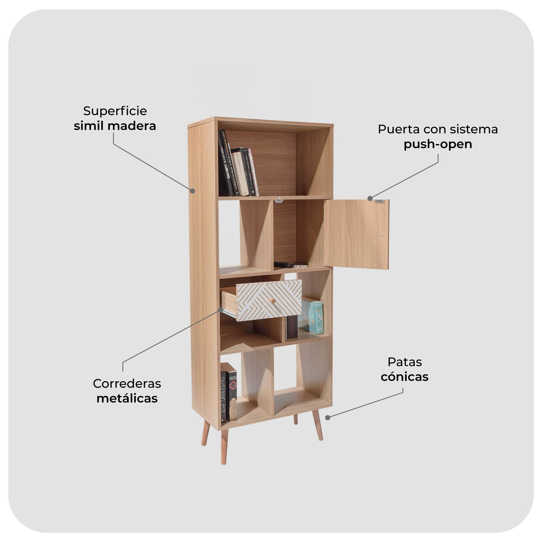 Biblioteca Bukler con Puerta y Cajón - Image 6