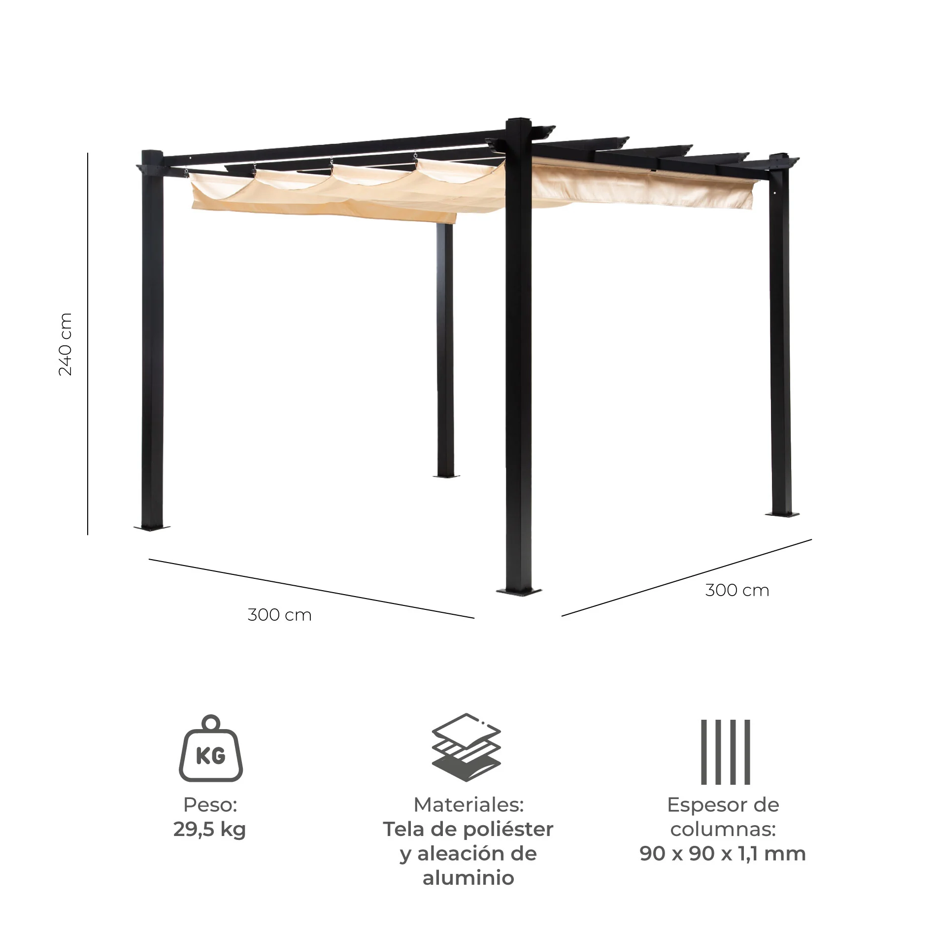 Pérgola White Shelter Retráctil 3x3 - Image 4