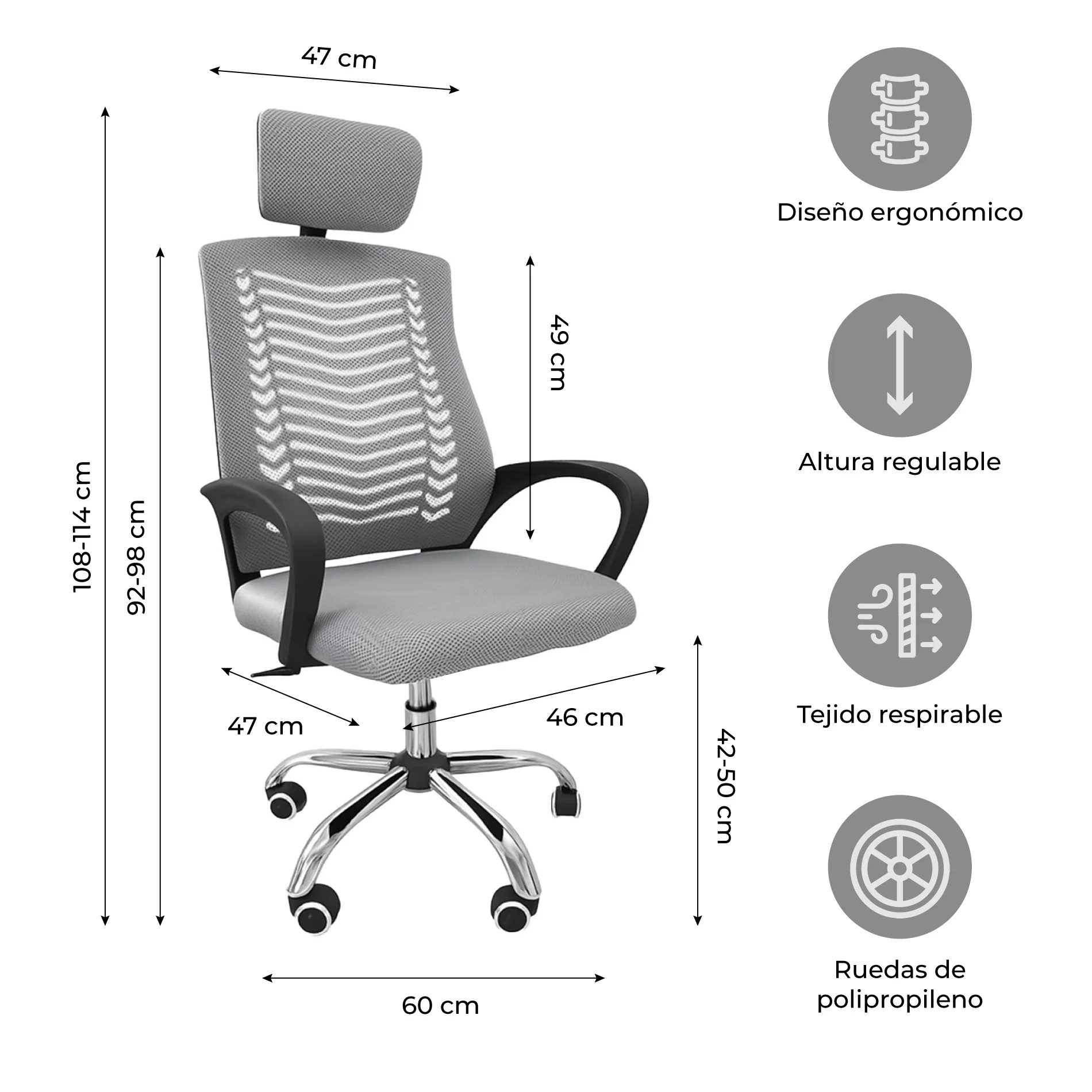 Silla de Escritorio Ergonómica SILL-Q2G - Image 3