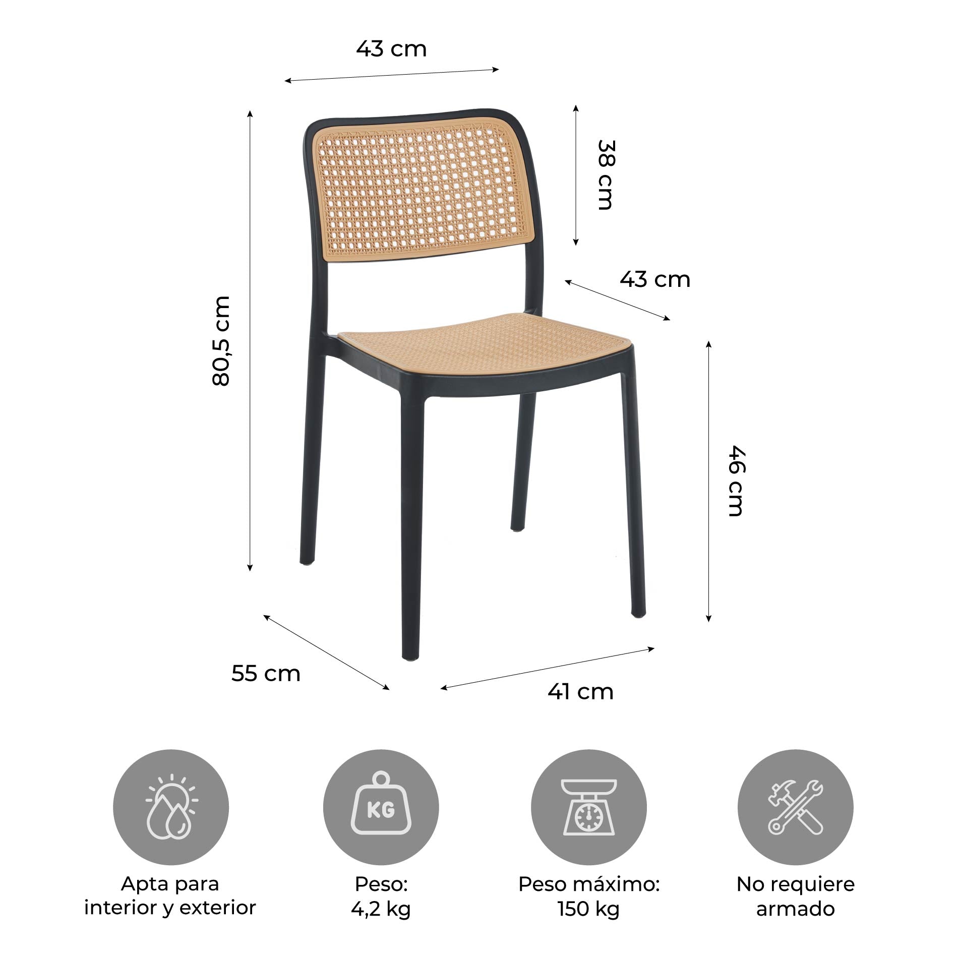 Silla de Comedor Batanga Símil Ratán - Image 4
