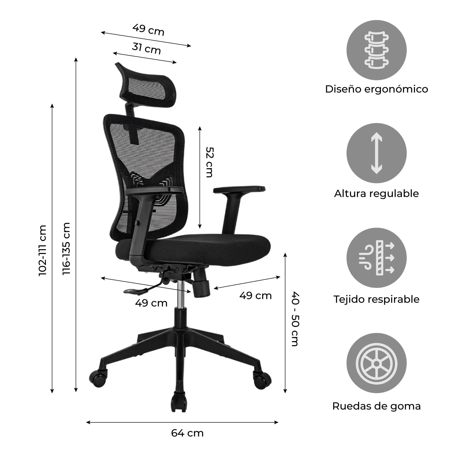 Silla de Escritorio Ergonómica Ankara Black - Image 3