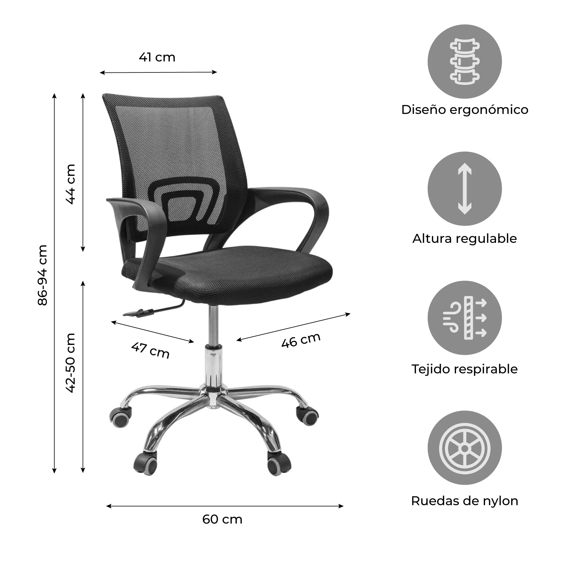 Silla de Escritorio Ergonómica Mesh - Image 3