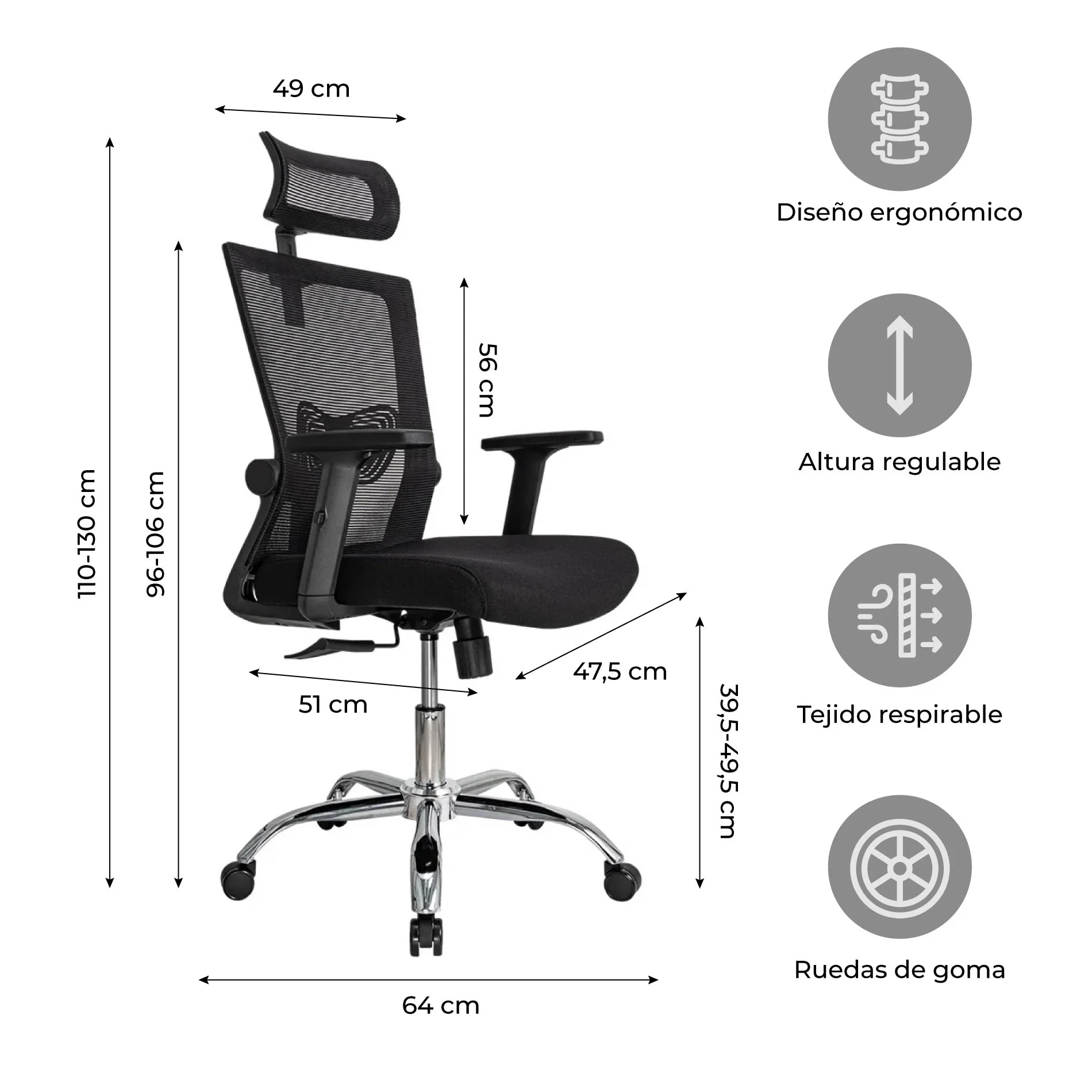 Silla de Escritorio Ergonómica Delphi - Image 3