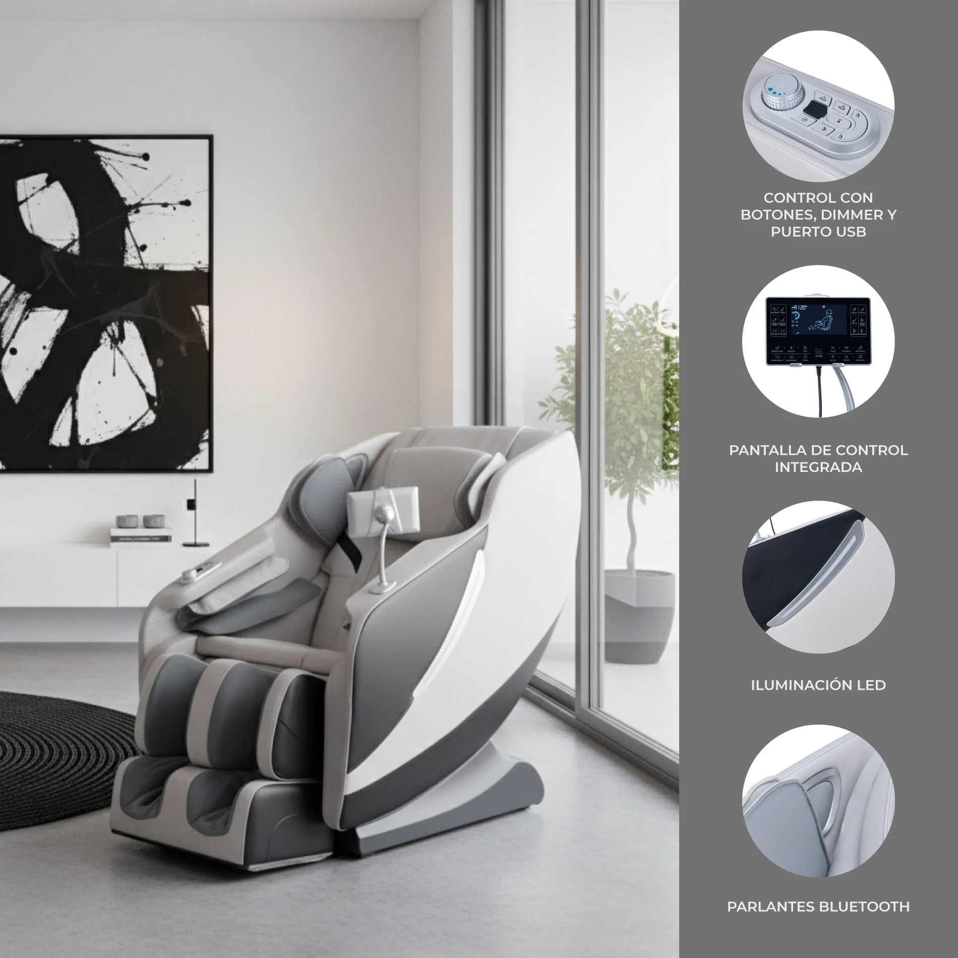 Sillón Masajeador Reclinable Zero Gravity Blanco - Image 11