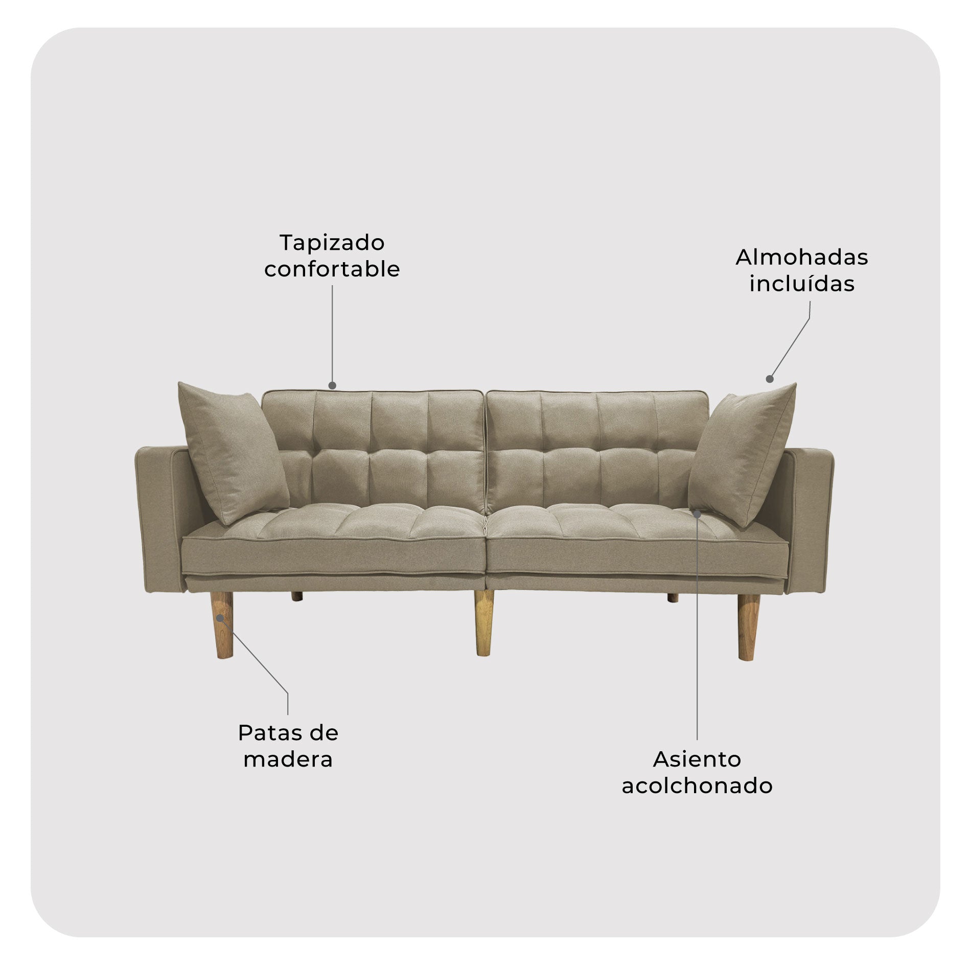 Sofá Cama 2 Cuerpos Fiano Beige - Image 12